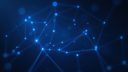 Cybersecurity digital network illustration with dark grey background.