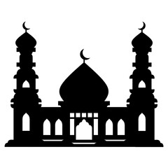 mosque silhouette vector design. mosque background vector. black mosque vector isolated background. Islamic theme. vector eps
