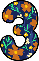 Floral number 3 design