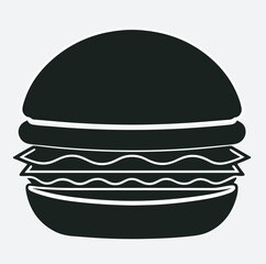 a hamburger silhouette vector art illustration, big hamburger isolated on black
