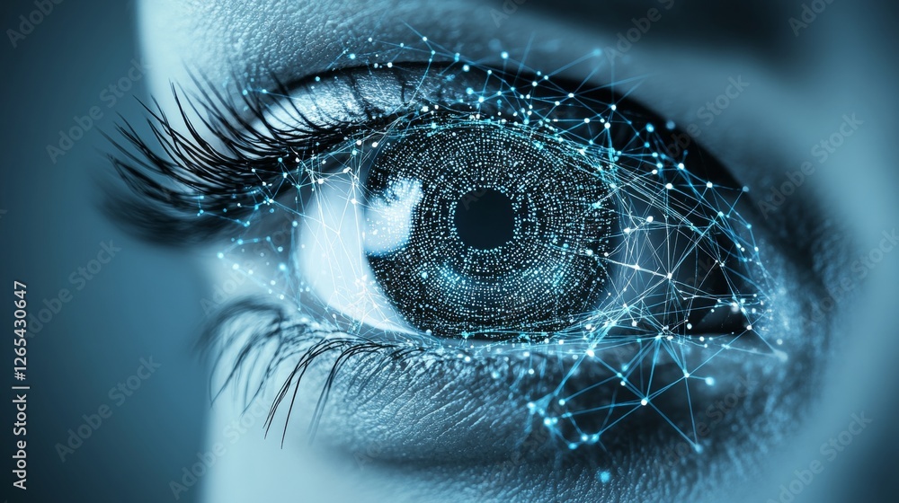 Poster digital eye. abstract vision and technology. neural network, big data, and artificial intelligence.