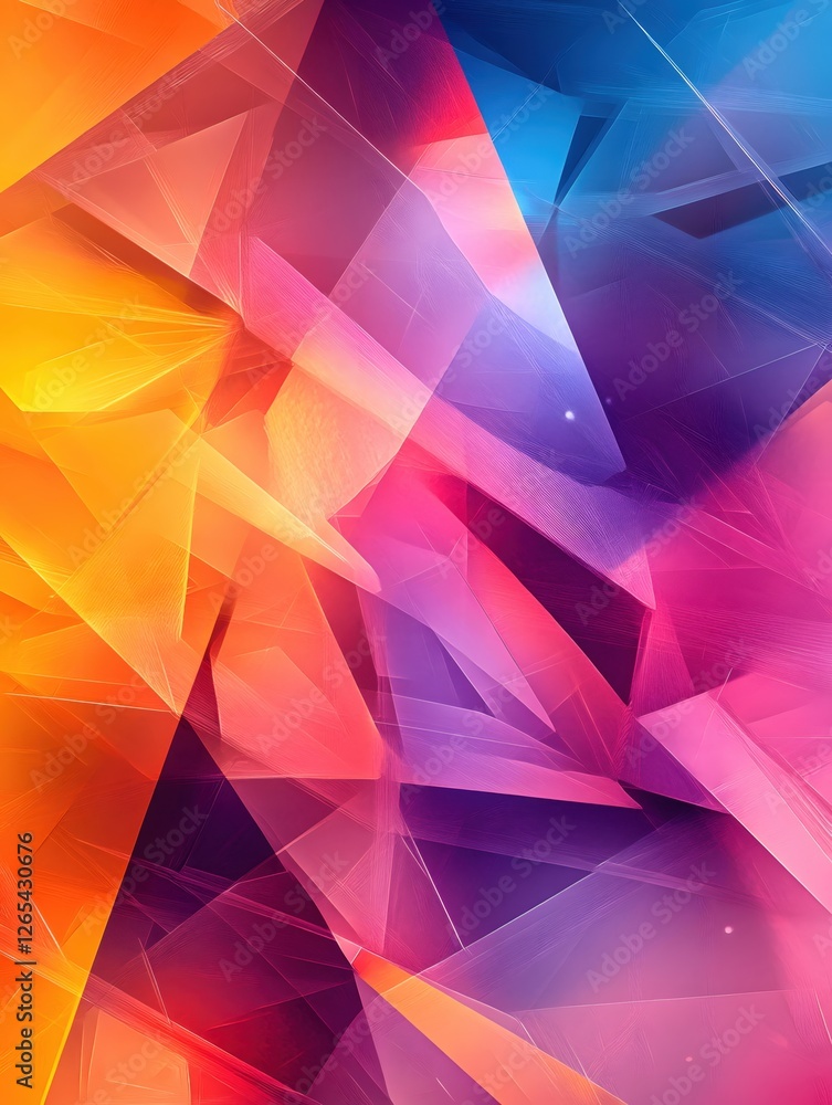 Poster dynamic abstract composition with geometric shapes and vibrant color palette design
