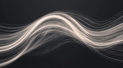 Abstract light wave curves, dark background, design element