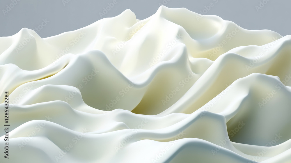 Poster soft white waves create a serene and calming effect in a minimalist setting with gentle curves