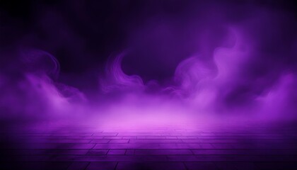 Obraz premium Abstract background of purple color with dark gradient, smoky and smoke on the floor