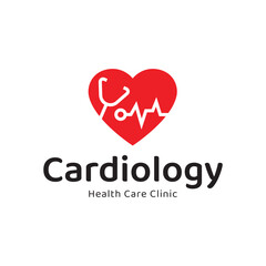 Obraz premium Cardiology medical care logo design.