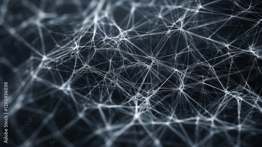 Poster abstract network of connections, dark background, possible use in science or technology