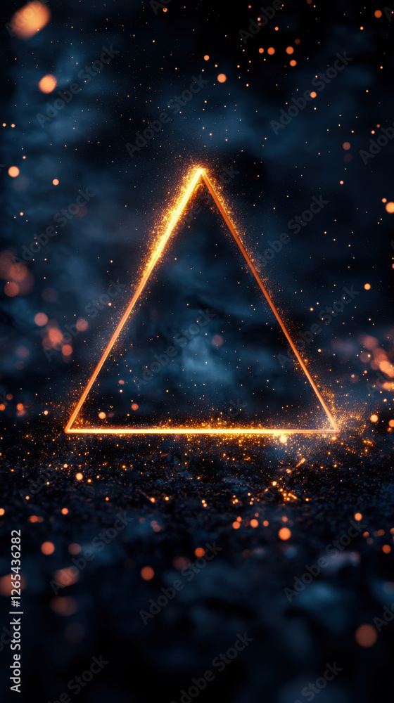 Poster visual representation of a glowing triangle with sparkling elements against a dark background