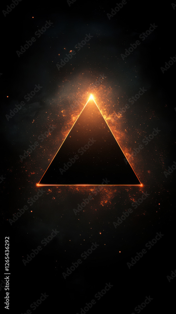 Poster visual representation of a glowing triangle with sparkling elements against a dark background