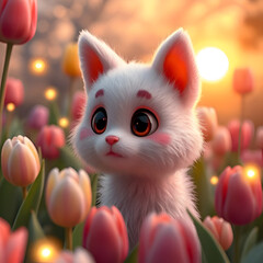 red cat with green eyes