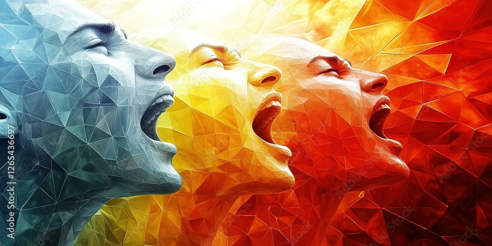 Aufkleber dynamic expression of emotion through colorful geometric forms in an artistic depiction showcasing d