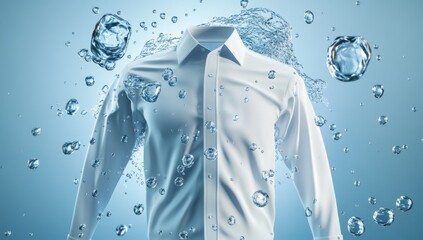 White Shirt Being Washed in Water with Bubbles and Foam