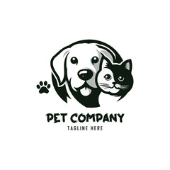 Vector Pet Shop Logo Design Template. Pet company logo. Dog and cat animal pet logo design inspiration. Pet company monogram