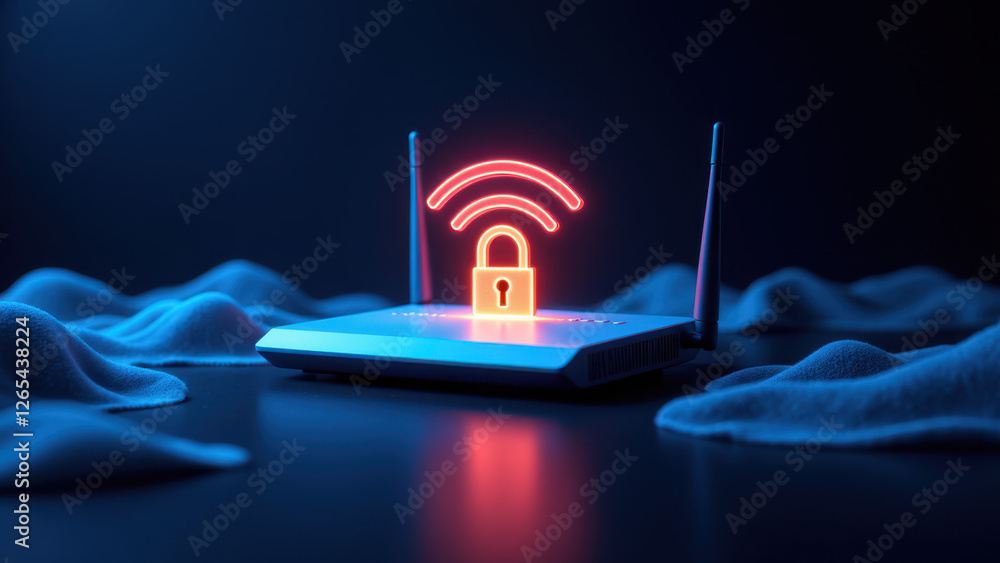 Aufkleber cybersecurity icon with network and lock on a surface.