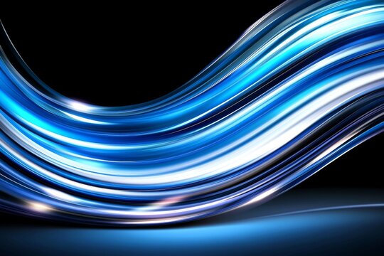 Abstract Digital Background with Blue Binary Code and Glowing Light Streaks