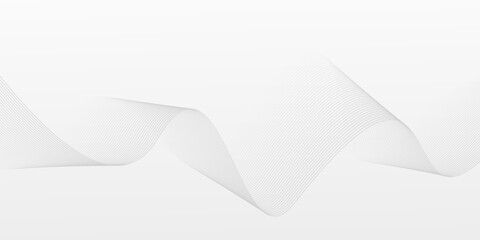 Abstract minimalist background in white and gray. Design with modern futuristic line waves.