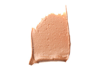 Sample of tasty nut butter isolated on white, top view