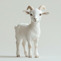 Fototapeta premium A charming white goat figurine, showcasing detailed craftsmanship and lifelike features, perfect for animal lovers.