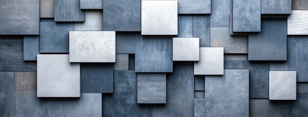 Vinyl flooring material samples showcasing diverse gray tones and subtle marble patterns placed on an elegant, minimalistic table