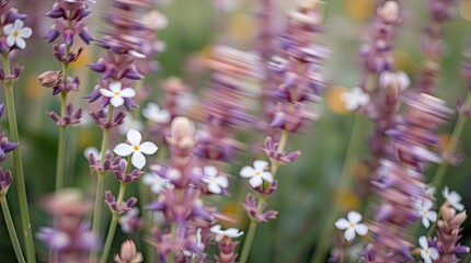 Obraz premium Blushing Lavender Field with Delicate White Flowers