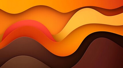 Autumnal Hues: Abstract Digital Paper Cut Waves AI Generated