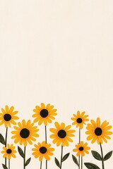 Bright and cheerful sunflower illustration with a soft cream background, perfect for seasonal themes and expressing joy and positivity