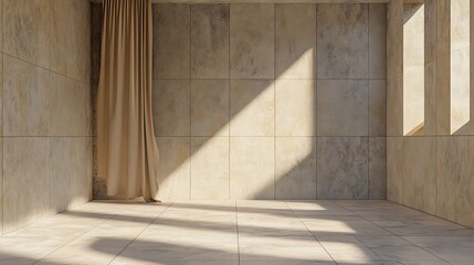 Sunlit Minimalist Room Interior: 3D Render of a Modern Space AI Generated