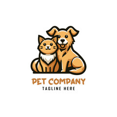 Vector Pet Shop Logo Design Template. Pet company logo. Dog and cat animal pet logo design inspiration. Pet company monogram