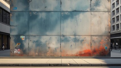 Fototapeta premium A blank street concrete wall for mural
