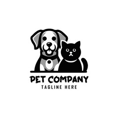 Vector Pet Shop Logo Design Template. Pet company logo. Dog and cat animal pet logo design inspiration. Pet company monogram