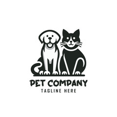 Vector Pet Shop Logo Design Template. Pet company logo. Dog and cat animal pet logo design inspiration. Pet company monogram
