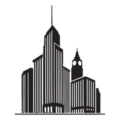 Cityscape Silhouette with Skyscrapers Vector Illustration for Urban Design