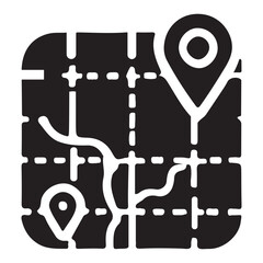 Map with Location Pointers Vector Design for Navigation Apps