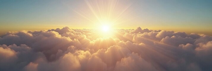 Hope For The Best. Sunbeam Breaking Through Clouds in Sunset Sky - Concept of Faith and Good Weather
