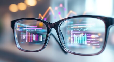 Eyeglasses Reflecting Digital Data Analysis
