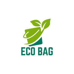 Eco shopping bag logo, Organic bag logo design.