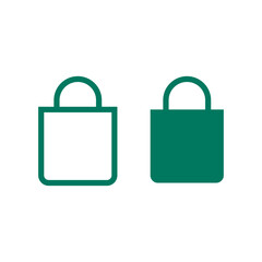 Eco shopping bag icon, Green organic bag icon design.