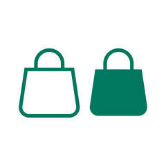 Eco shopping bag icon, Green organic bag icon design.