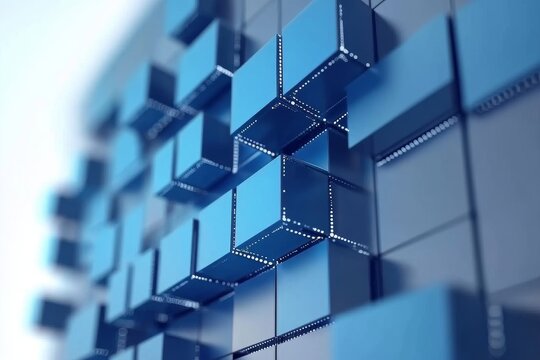 Abstract Digital Background with Blue Binary Code and Glowing Light Streaks