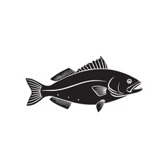fish vector illustration, black white vector illustration of fish leaping Free Vector