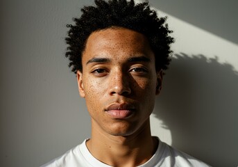Fototapeta premium Young African American Male Portrait Natural Light - Youthful Authenticity Diversity Social Media Campaigns