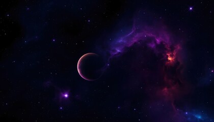 Obraz premium Crescent Moon and Nebula Space Scene Dark Purple Galaxy Wallpaper