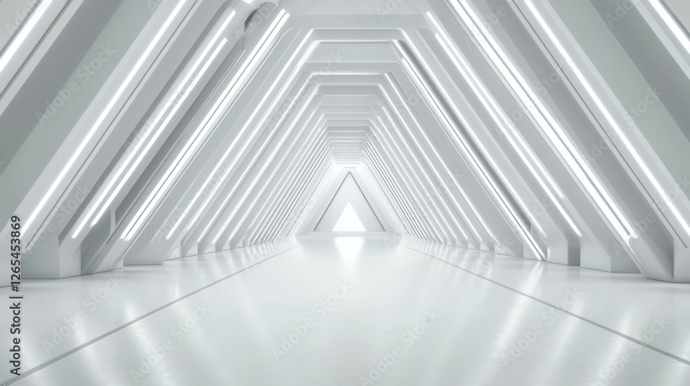 Poster bright minimalist interior space with geometric lines and triangular shapes ideal for modern archite