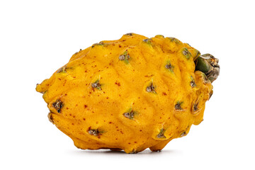 Granadilla fruit resting on a white background