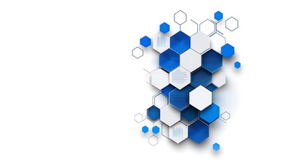 Abstract Blue and White Hexagon Digital Illustration AI Generated