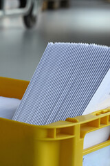 Mailbox with letter mailing sorted by zip code for delivery and postage optimization when sending...