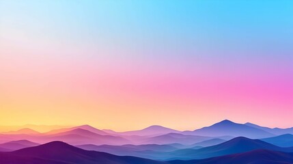 Vibrant Sunset Over Purple Mountains Landscape
