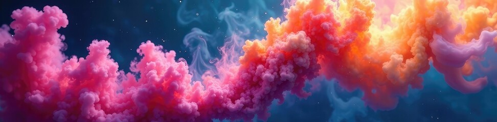 Fototapeta premium Colors swirl and mix as a kaleidoscope of smoke erupts into the air, smoke, cloudy, ethereal