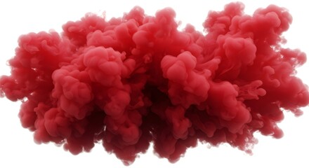 Fototapeta premium Red Cloud Explosion or Plume on White Background for Abstract Design