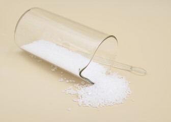 Sodium hydroxide, also known as lye and caustic soda.